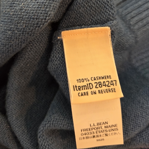 Women's L.L.Bean Blue Water Cashmere Crew Sweater, Size S Pet - Picture 3 of 13
